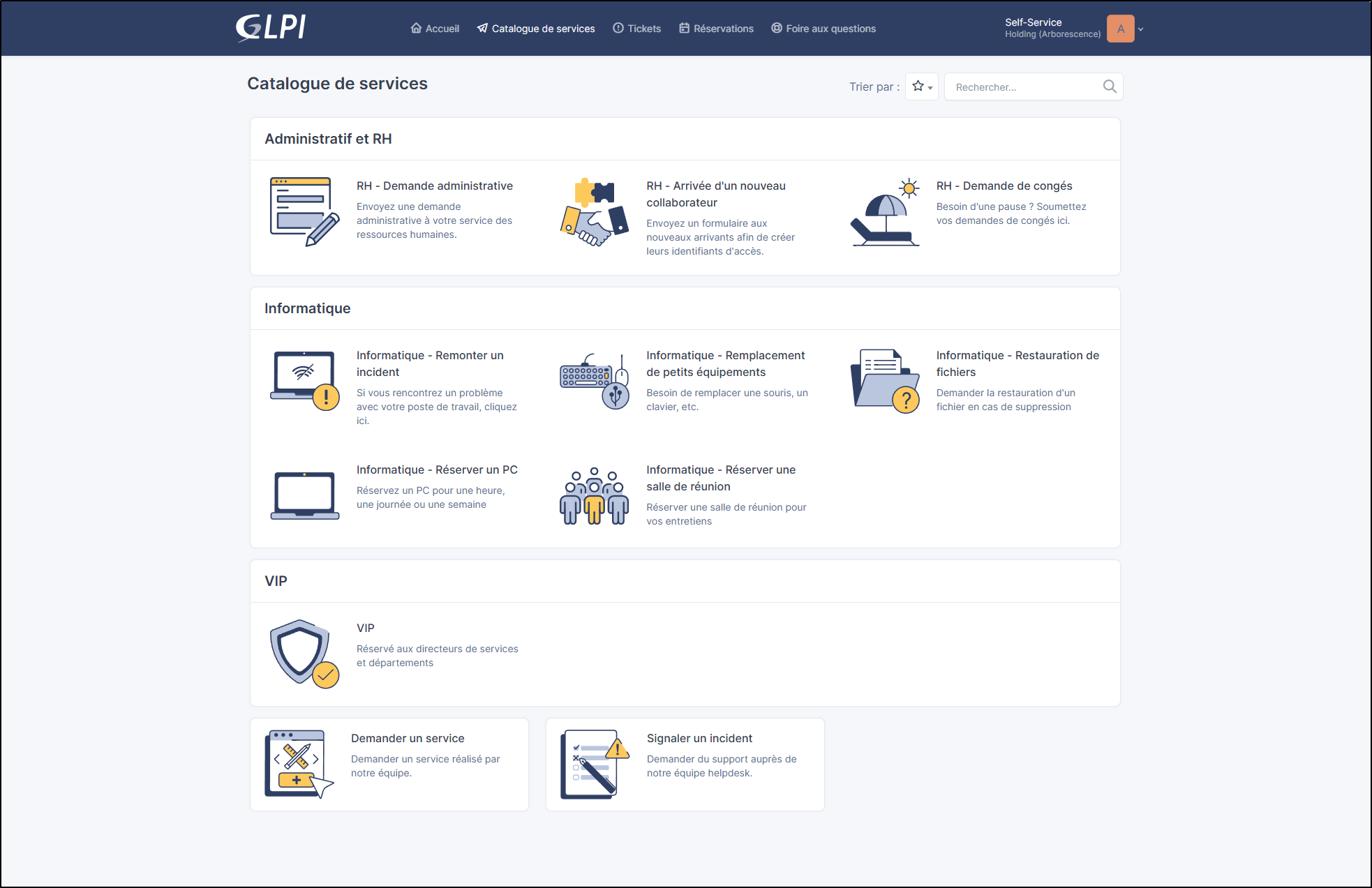 Exemple de catalogue de services